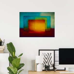 Hemels Zen Gouden Samenloop Kleurveld Abstract Poster