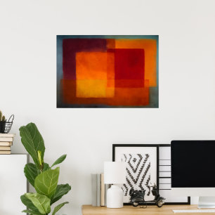 Hemels Zen Rode Horizon Kleurveld Abstract Poster