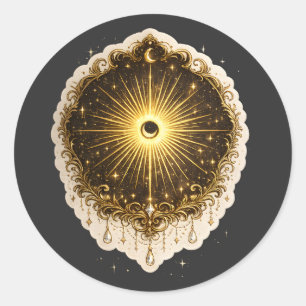Hemels Zon Maan Symbool Heilig Kosmisch Evenwicht Ronde Sticker