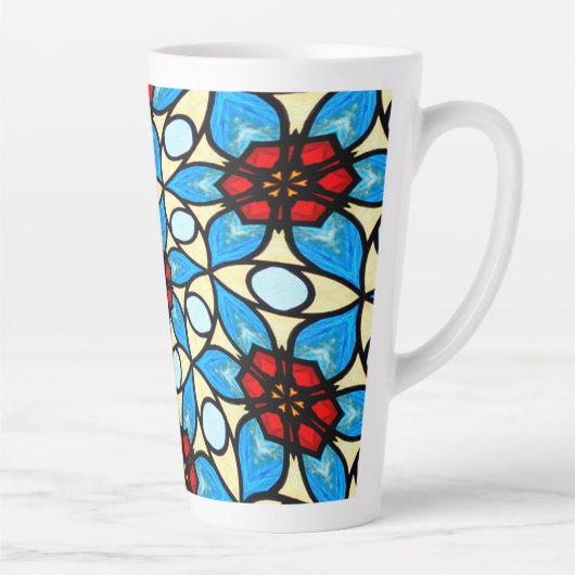 Hemelsblauw bloempatroon latte mok (Rechts)