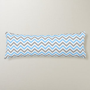 Hemelsblauw, donkergrijs wit groot Chevron ZigZag Lichaamskussen