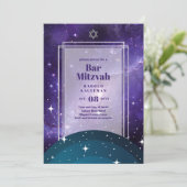 Hemelsblauw en goud elegante Bar Mitswafeest Kaart (Staand voorkant)