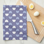 Hemelsblauw en witte harten Argyle Theedoek (Quarter Fold)