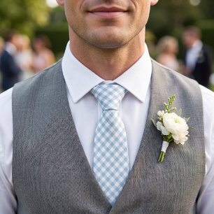 Hemelsblauw Gingham Stropdas