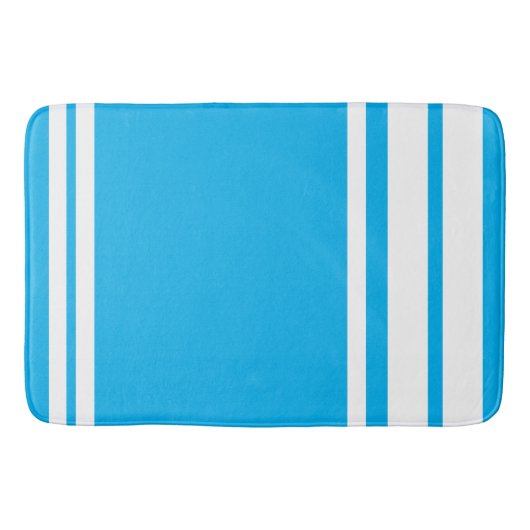 Hemelsblauw met witte strepen badmat (Voorkant)