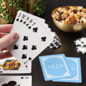 Hemelsblauw Wit Grieks Sleutel #2 Ingelijste 3 Ini Pokerkaarten (Insitu)