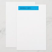 Hemelsblauw Wit Klassiek Elegant Plain Briefpapier (Voorkant / Achterkant)