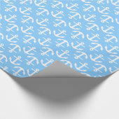 Hemelsblauw Witte Ankers 2Dir Patroon Cadeaupapier (Hoek)