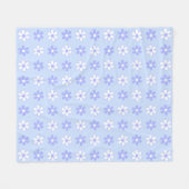 Hemelsblauw & Witte Bloemen op Lichtblauw Fleece Deken (Voorkant (Horizontaal))