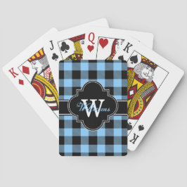 Hemelsblauw Zwarte Buffalo Check Plaid 1IQN Pokerkaarten