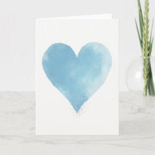 Hemelsblauwe Aquarel Hart Glitter Kaart