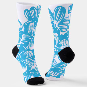 Hemelsblauwe Botanische Hortensia Bloemen Sokken