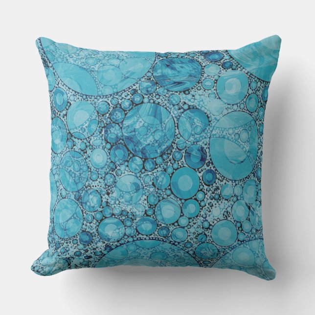 Hemelsblauwe bubbelpatroon kussen (Voorkant)