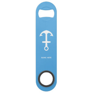 Hemelsblauwe Flesopener Met Aangepaste Tekst Bar S Speed Flessenopener