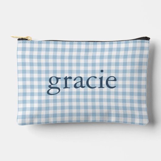 Hemelsblauwe Gingham Monogram Etui (Voorkant)