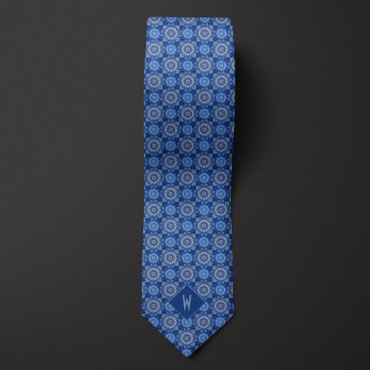 Hemelsblauwe Mandala Monogram Stropdas