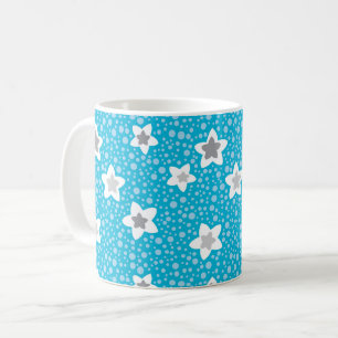 Hemelsblauwe polka stip retro met sterren koffiemok