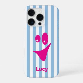 Hemelsblauwe Streep Hot Roze Eigenzinnige Glimlach iPhone 16 Pro Hoesje