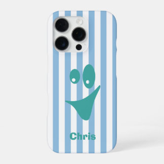 Hemelsblauwe Streep Mint Eigenzinnige Glimlach iPhone 16 Pro Hoesje