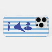 Hemelsblauwe Streep Navy Quirkyl Smile iPhone Hoesje (Achterkant horizontaal)