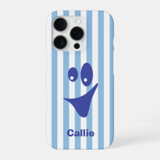 Hemelsblauwe Streep Navy Quirkyl Smile iPhone 16 Pro Hoesje
