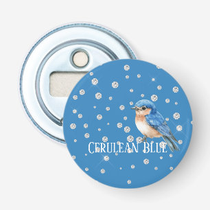 Hemelsblauwe Vogel Nep-diamanten Button Flesopener