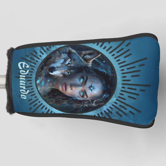 Hemelse alliantie tussen de wolf en de mooie vrouw golfheadcover (Voorkant)