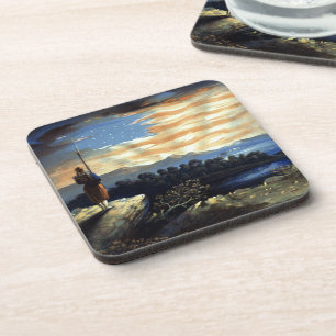 Hemelse Amerikaanse vlag in de lucht, Zouave Burge Bier Onderzetter