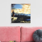 Hemelse Amerikaanse vlag in de lucht, Zouave Burge Canvas Afdruk (Insitu (Woonkamer))