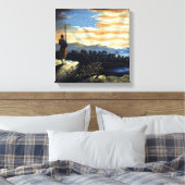 Hemelse Amerikaanse vlag in de lucht, Zouave Burge Canvas Afdruk (Insitu (Slaapkamer))