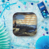 Hemelse Amerikaanse vlag in de lucht, Zouave Burge Papieren Bordje (Feest)