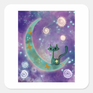 hemelse atoomkat vierkante sticker