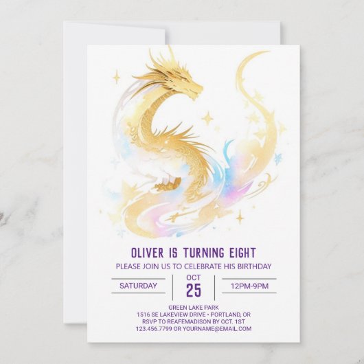 Hemelse betoverde draak verjaardag kaart (Voorkant)