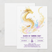 Hemelse betoverde draak verjaardag kaart (Voorkant / Achterkant)