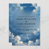 Hemelse Blauwe Hemel Cloud Huwelijksuitnodiging Kaart (Voorkant / Achterkant)