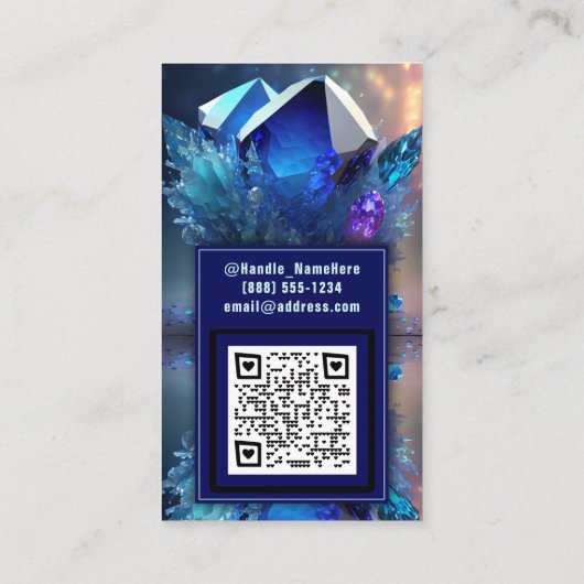 Hemelse Blauwe Magische Mystieke Abstracte Kristal Visitekaartje (Achterkant)