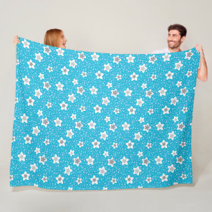 Hemelse blauwe polka dot retro met sterren fleece deken