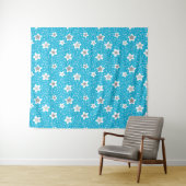 Hemelse blauwe polka dot retro met sterren wandkleed (In Situ (horizontaal))