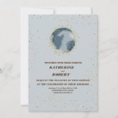 hemelse blauwe sterren maan bruiloft Invita Kaart (Voorkant)