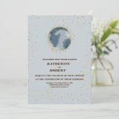 hemelse blauwe sterren maan bruiloft Invita Kaart (Staand voorkant)