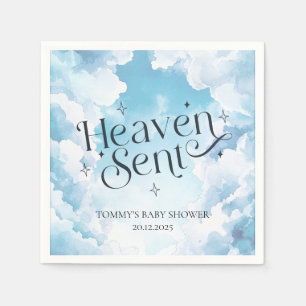 Hemelse Blauwe Wolken Aangepaste Naam Baby Shower Servet