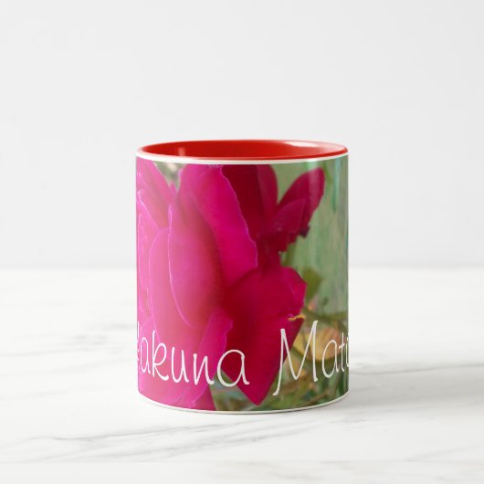 Hemelse Bloei: Een Roos tegen de Hemel Tweekleurige Koffiemok (Center)