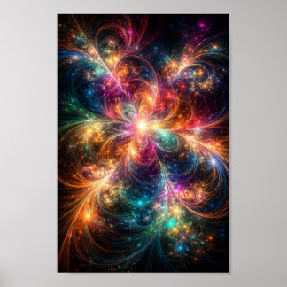 Hemelse Bloei – Levendig Kosmisch Fractal Kunstwer Poster