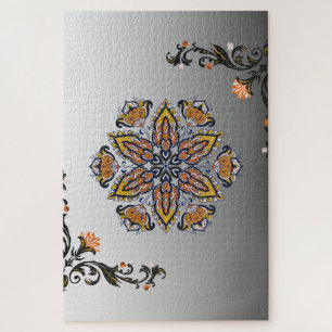 Hemelse Bloei – Zwarte & Witte Mandala Bloem Legpuzzel