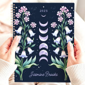 Hemelse Bloem Maansfase Aangepaste Naam Planner