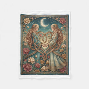 Hemelse Bloemhart Fantasie Godinnen Vliesdeken Fleece Deken