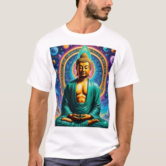 Hemelse Boeddha Meditatie Energie T-shirt (Voorkant)