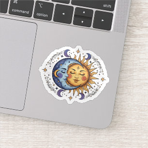 Hemelse Boho Zon en Maan Spirituele Sticker
