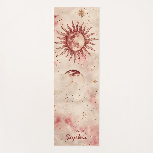 Hemelse Bourgogne Blush en Goud Custom Name Yogamat (Voorkant)