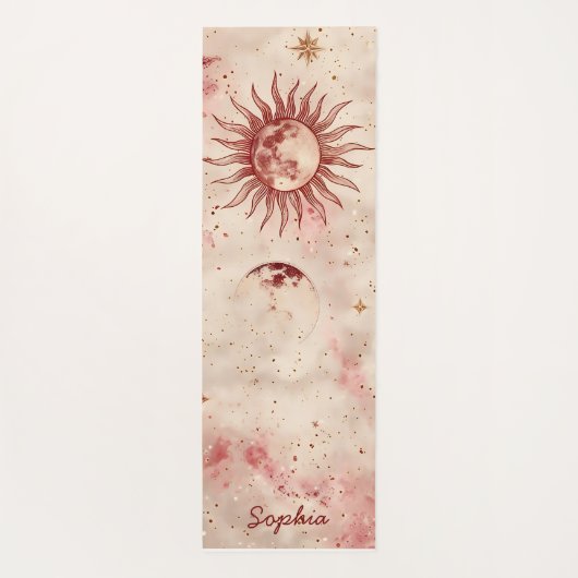 Hemelse Bourgogne Blush en Goud Custom Name Yogamat (Achterkant)